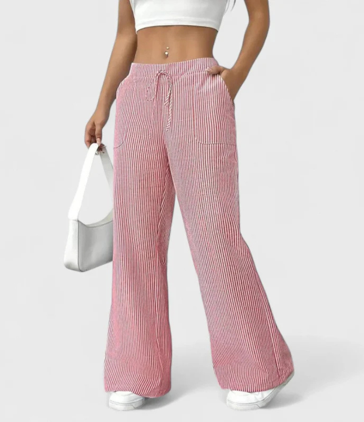 Dominique - Comodi pantaloni larghi con dettagli eleganti