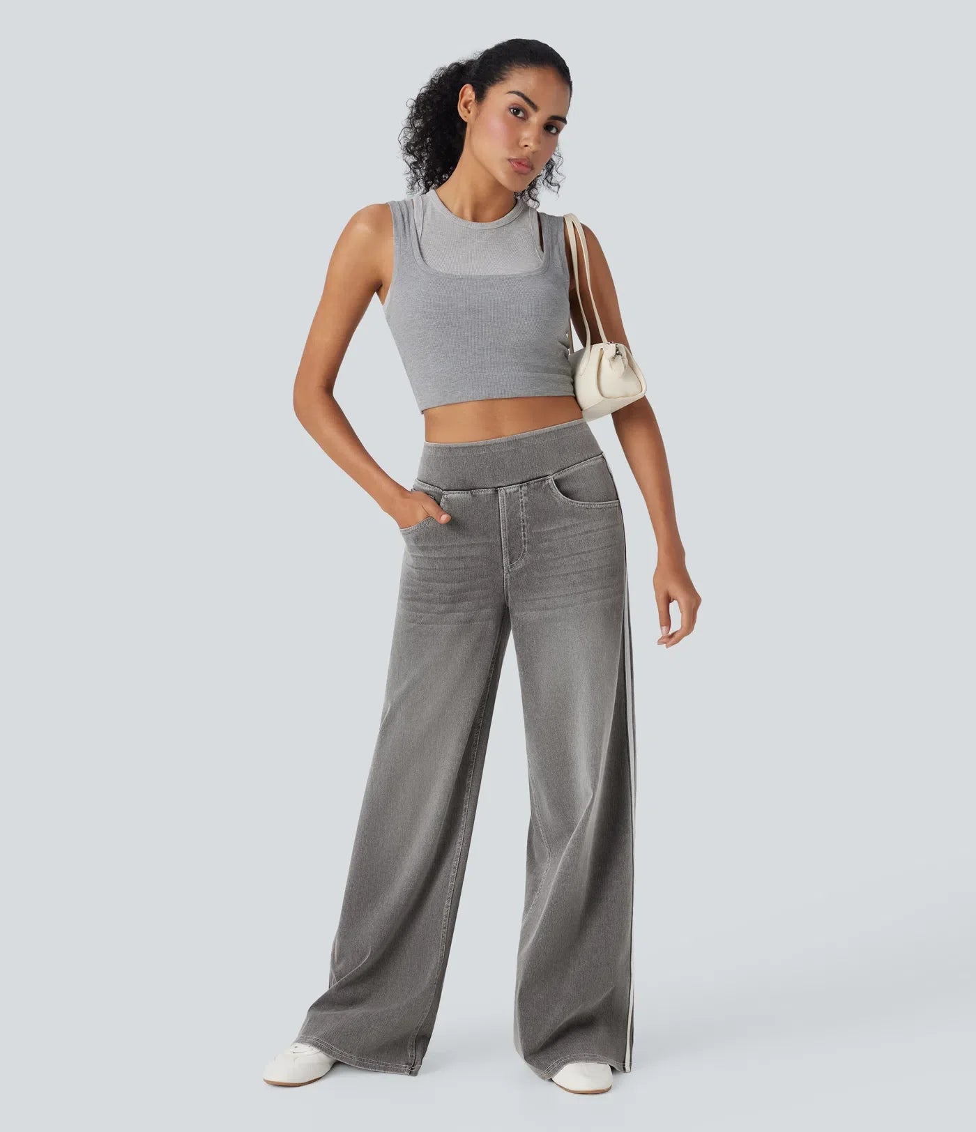 Bianca | Pantaloni comodi ed elastici con tasche profonde e raffinate