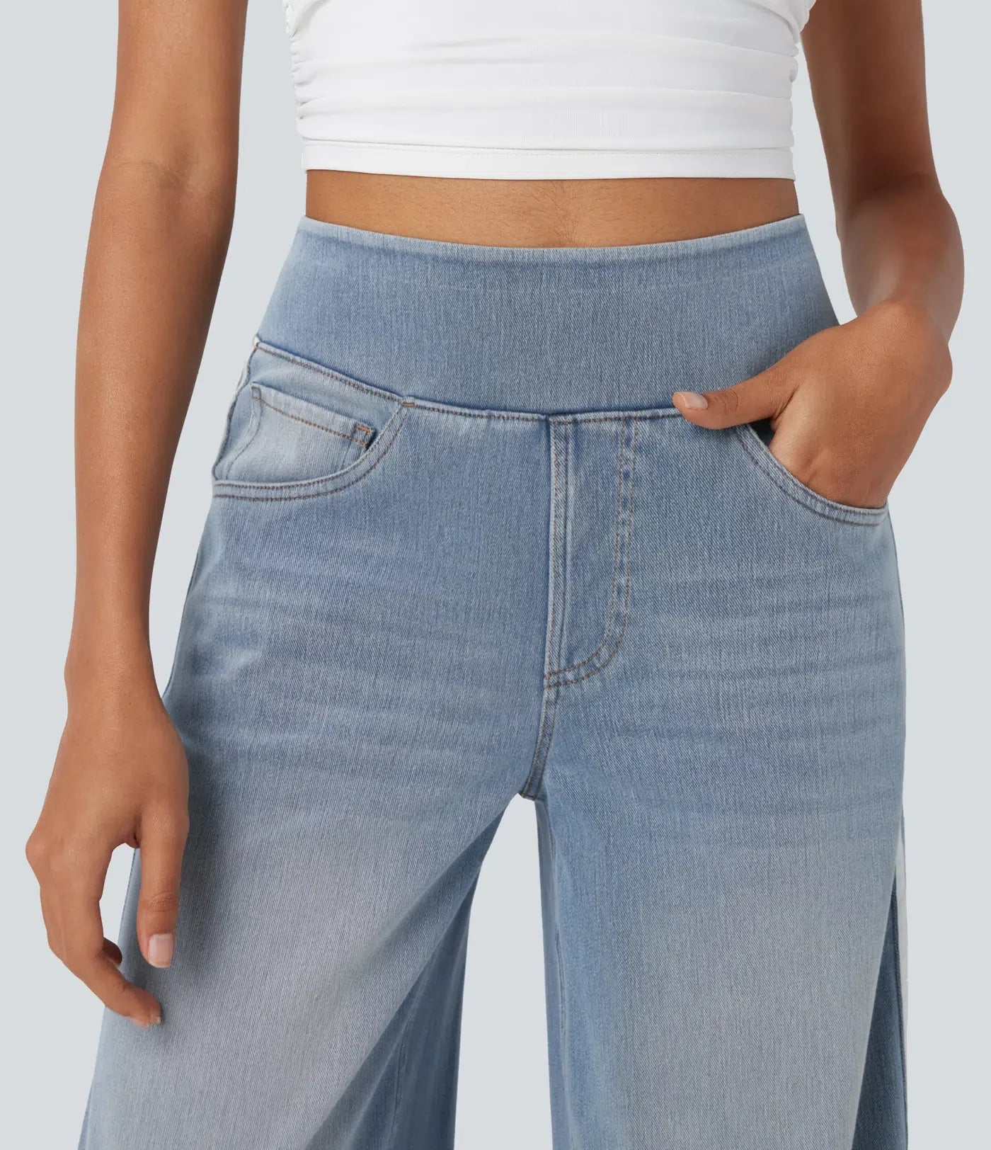 Bianca | Pantaloni comodi ed elastici con tasche profonde e raffinate