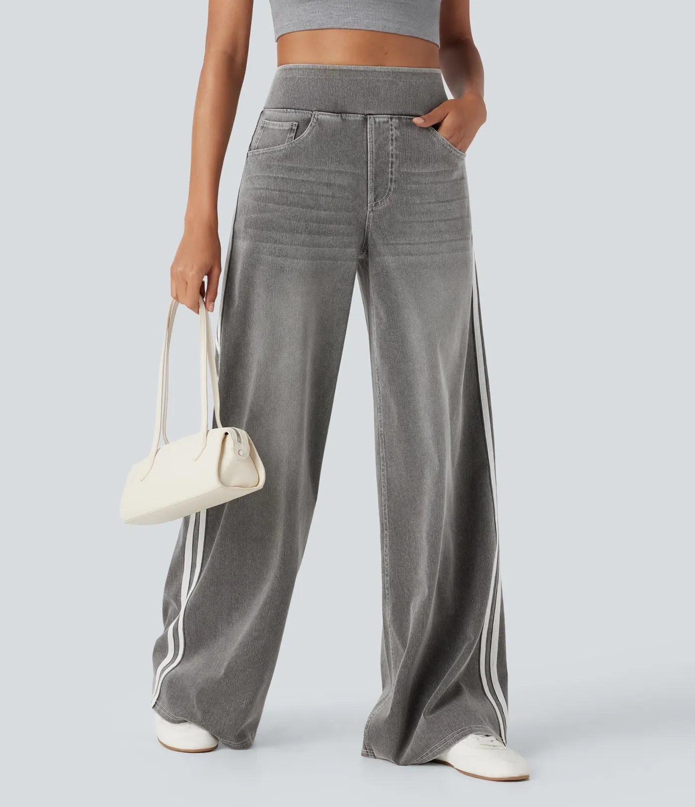 Bianca | Pantaloni comodi ed elastici con tasche profonde e raffinate