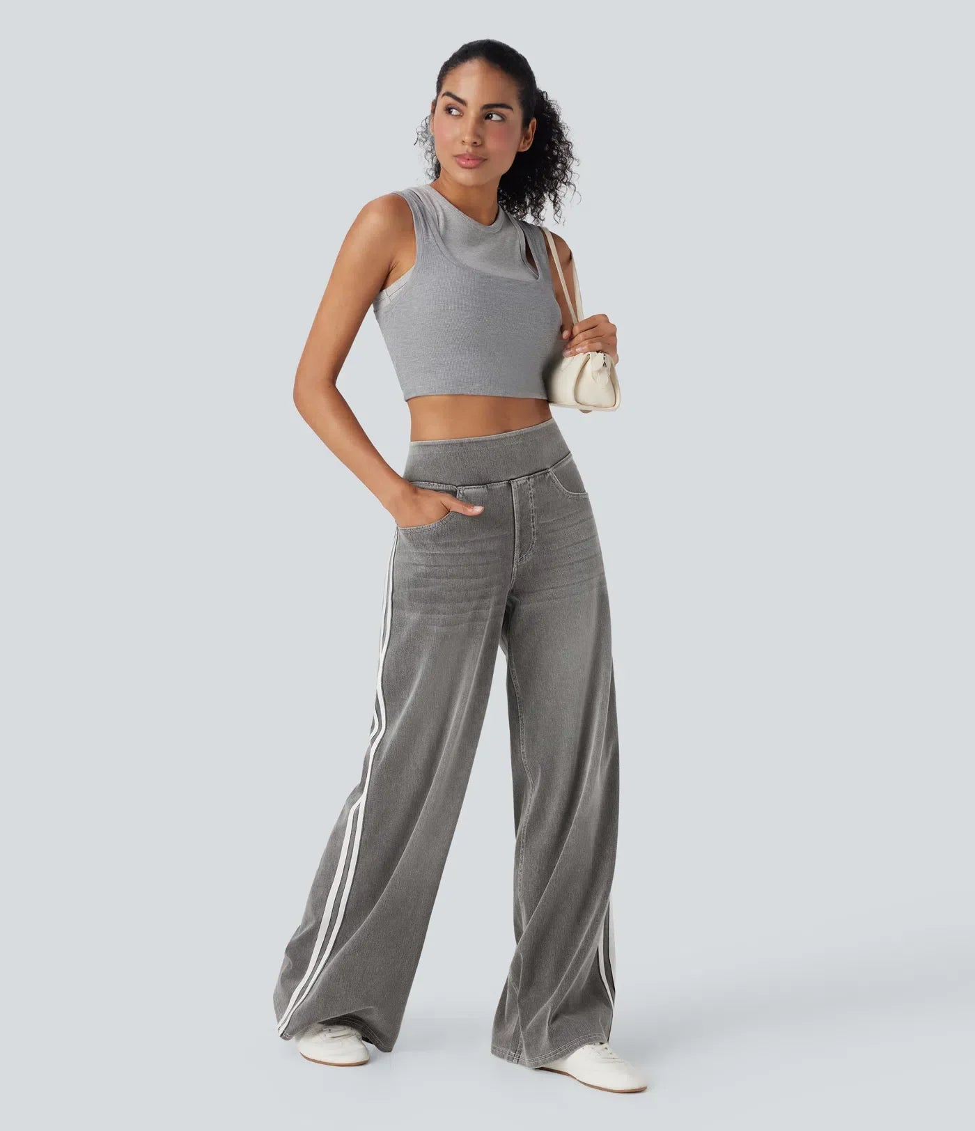 Bianca | Pantaloni comodi ed elastici con tasche profonde e raffinate