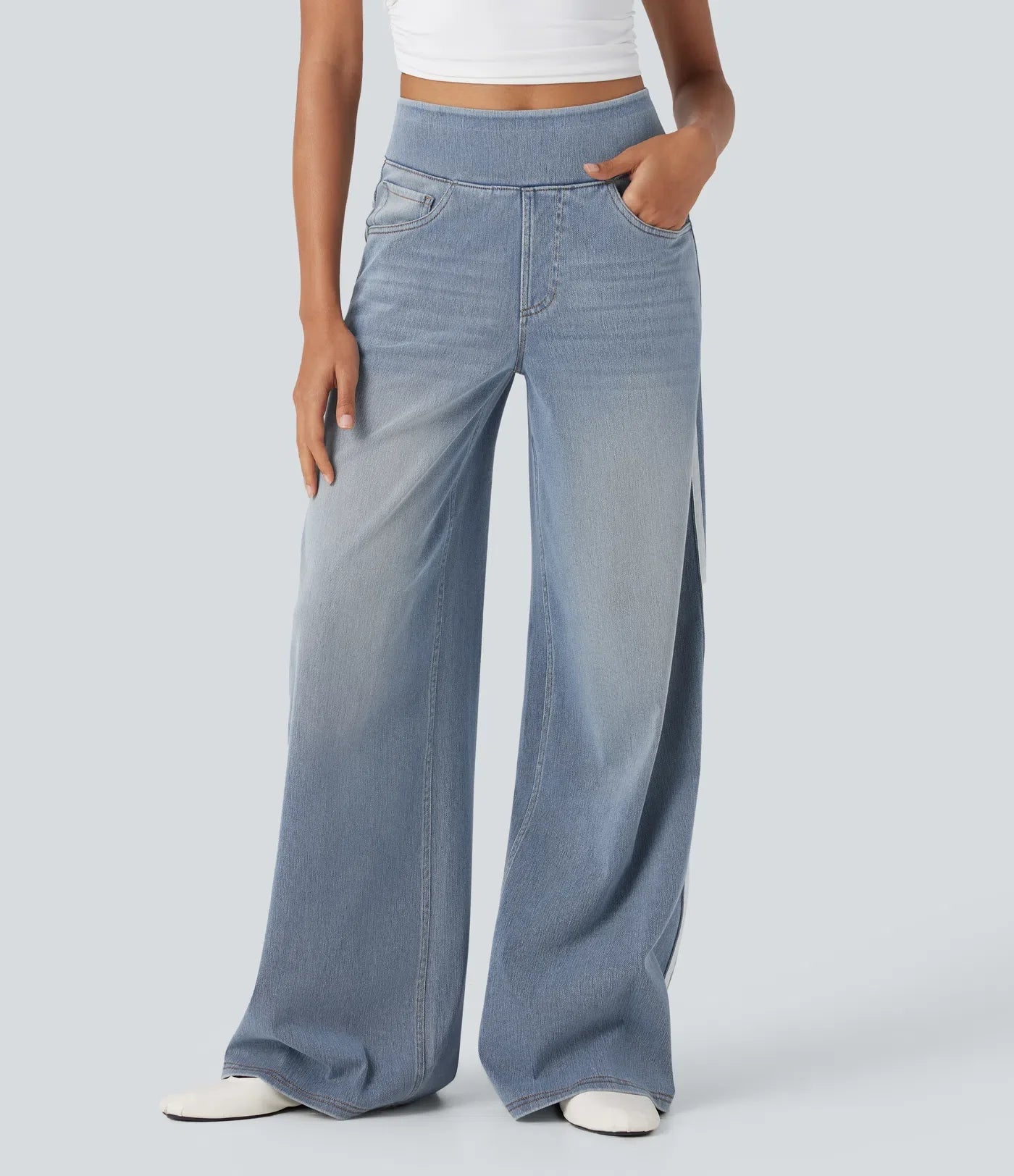 Bianca | Pantaloni comodi ed elastici con tasche profonde e raffinate