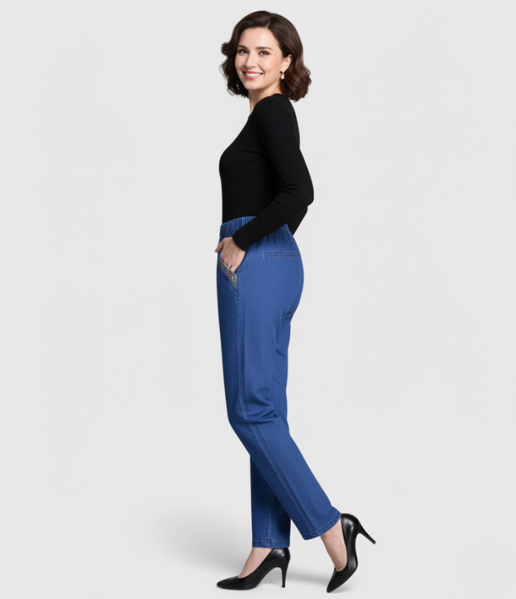 Maira | Jeans da donna con tasche laterali e vita elastica