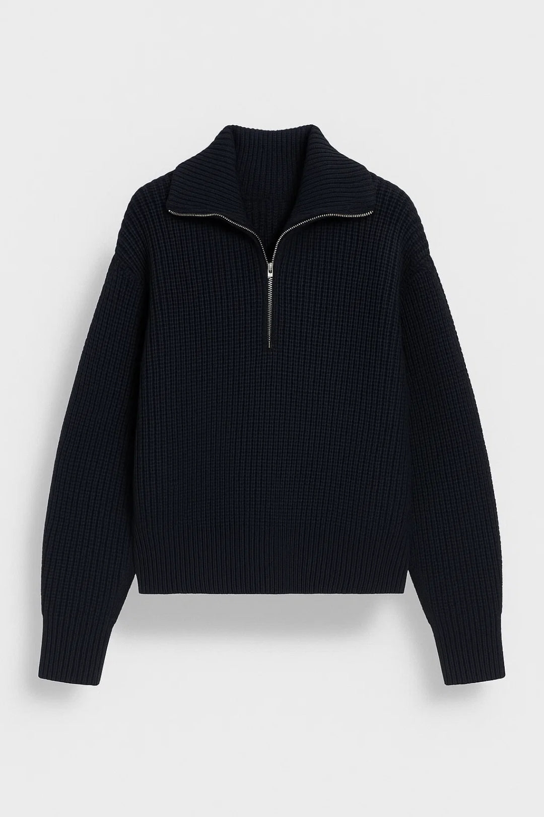 Maglione lavorato a maglia con collo con zip | Struttura a nido d'ape | Caldo e casual