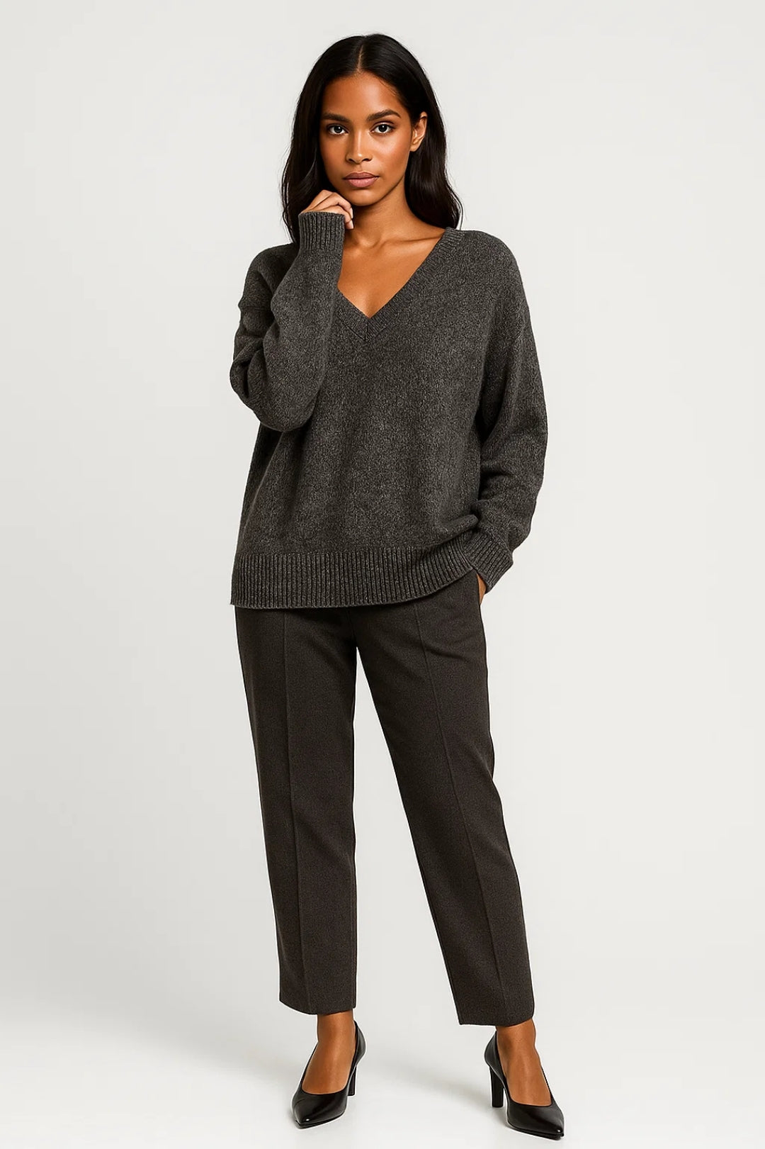 Maglione da donna lavorato a maglia | Scollo a V con vestibilità comoda | Morbido e versatile