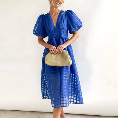 Cindy™ | Abito Midi Classico con Maniche a Palloncino