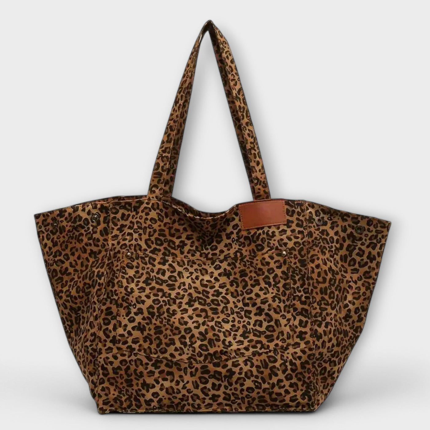Marta | Borsa a Spalla in Tela con Stampa Leopardo