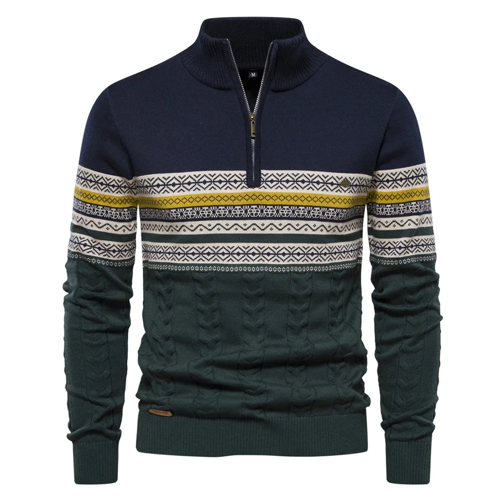 Maglione con cerniera e motivo tribale al collo