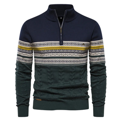Maglione con cerniera e motivo tribale al collo