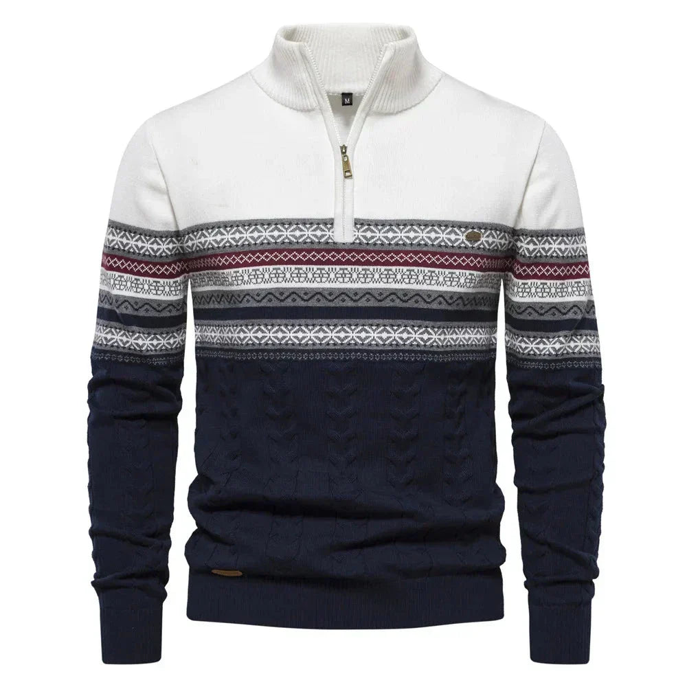 Maglione con cerniera e motivo tribale al collo
