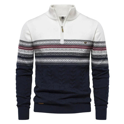 Maglione con cerniera e motivo tribale al collo