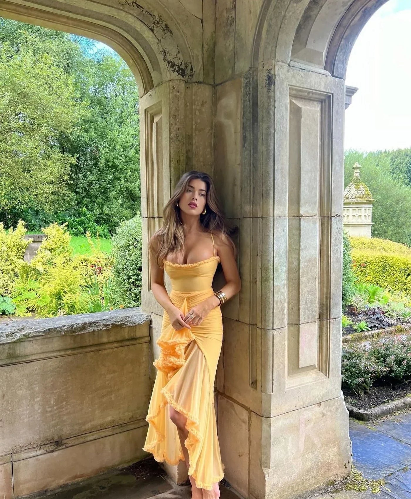 Clarissa™ | Abito Maxi in Rete Gialla