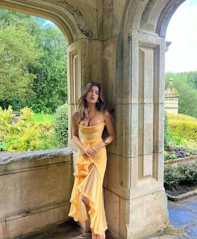 Clarissa™ | Abito Maxi in Rete Gialla