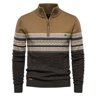 Maglione con cerniera e motivo tribale al collo