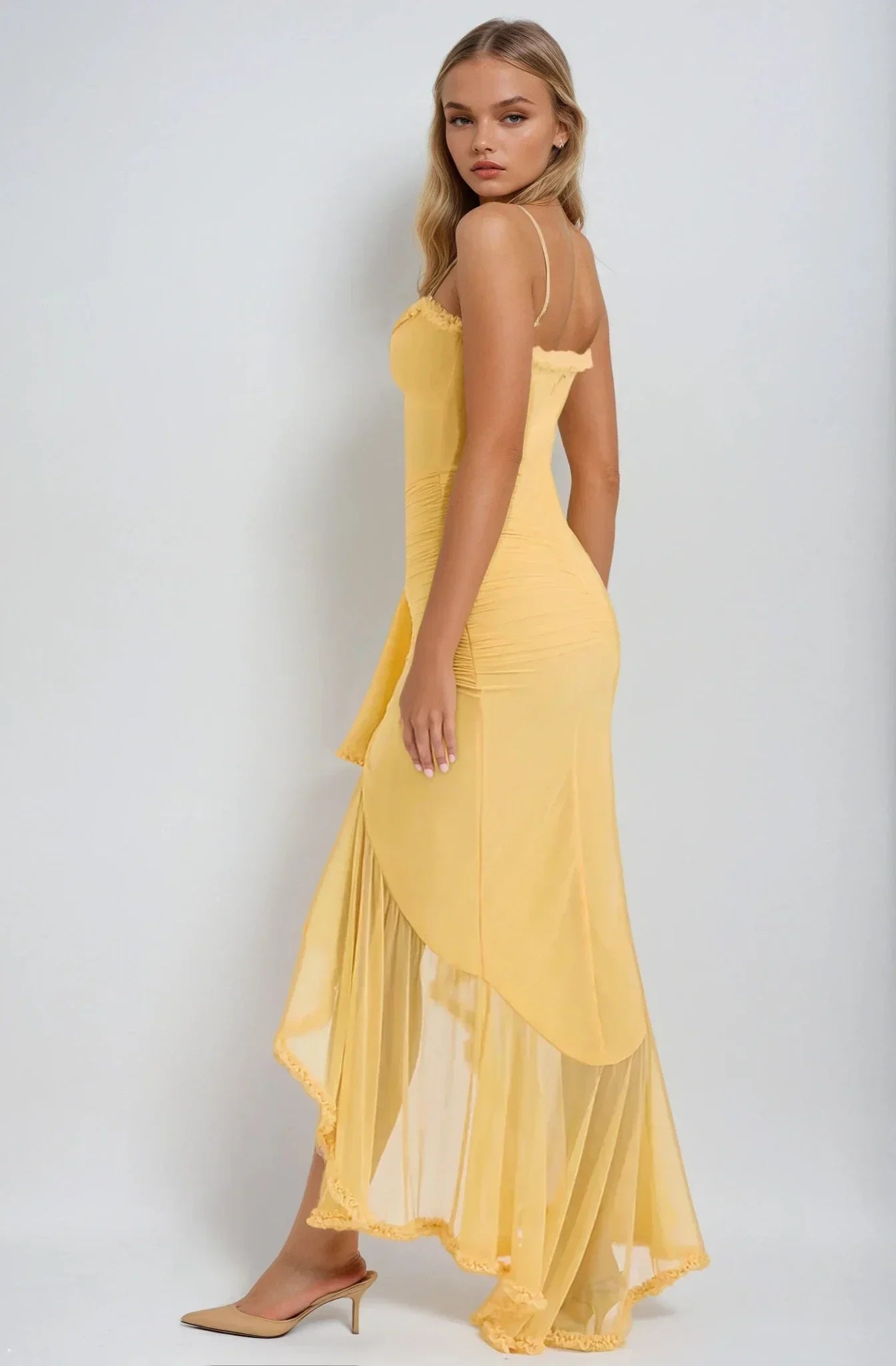 Clarissa™ | Abito Maxi in Rete Gialla