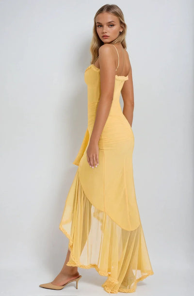 Clarissa™ | Abito Maxi in Rete Gialla