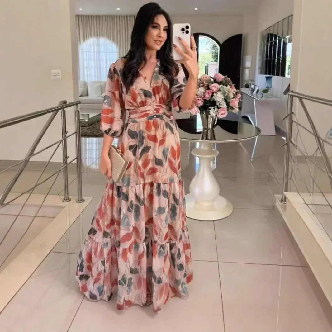 Camille | Abito lungo floreale con vestibilità comoda per giornate eleganti
