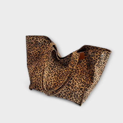 Marta | Borsa a Spalla in Tela con Stampa Leopardo