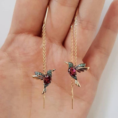 Ophira | Orecchini con smalto colibrì e zirconi
